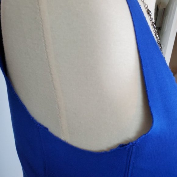 Madewell Cobalt Blue Raw Edging Sleeveless Dress With Pockets Size XS - Picture 5 of 8